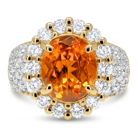 14K 2.20ct Oval Private Collection Mandarin Garnet 1.28cttw VS White Diamonds Ring