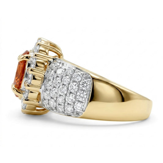 14K 2.20ct Oval Private Collection Mandarin Garnet 1.28cttw VS White Diamonds Ring