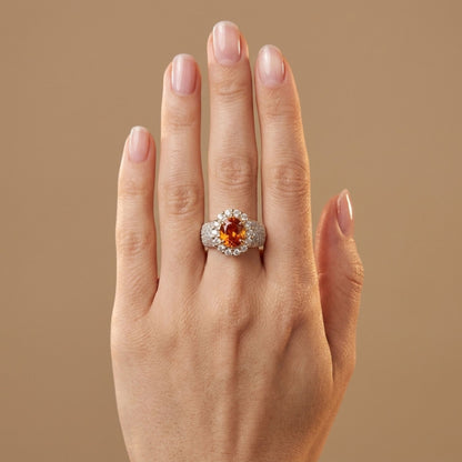 14K 2.20ct Oval Private Collection Mandarin Garnet 1.28cttw VS White Diamonds Ring