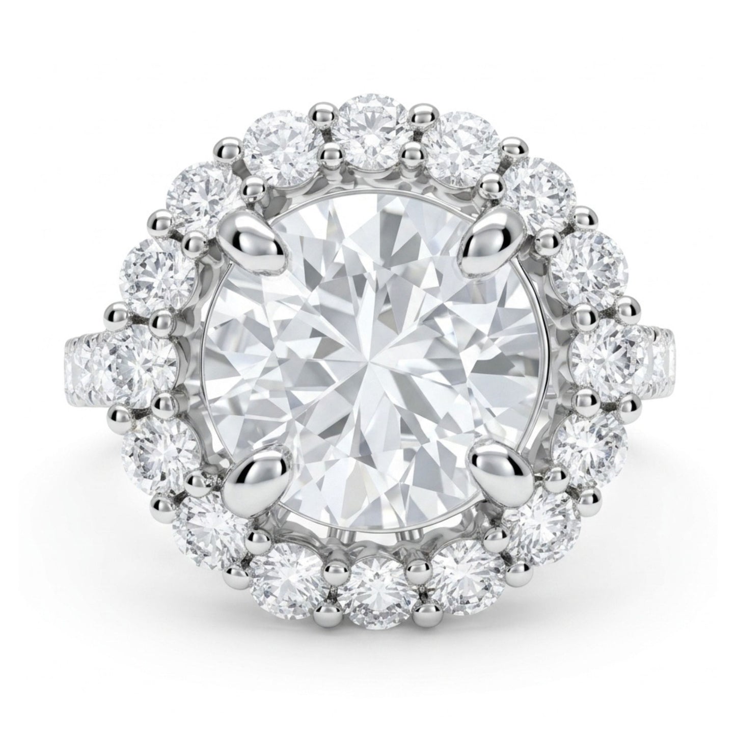 14K 4.50ct Round White Zircon 1.36cttw VS White Diamonds Ring