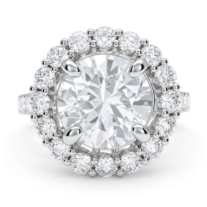 14K 4.50ct Round White Zircon 1.36cttw VS White Diamonds Ring