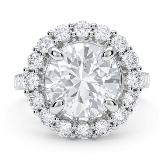 14K 4.50ct Round White Zircon 1.36cttw VS White Diamonds Ring