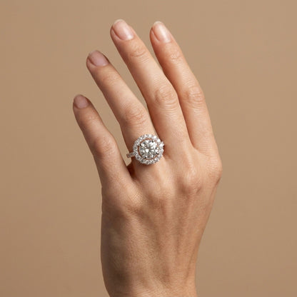 14K 4.50ct Round White Zircon 1.36cttw VS White Diamonds Ring