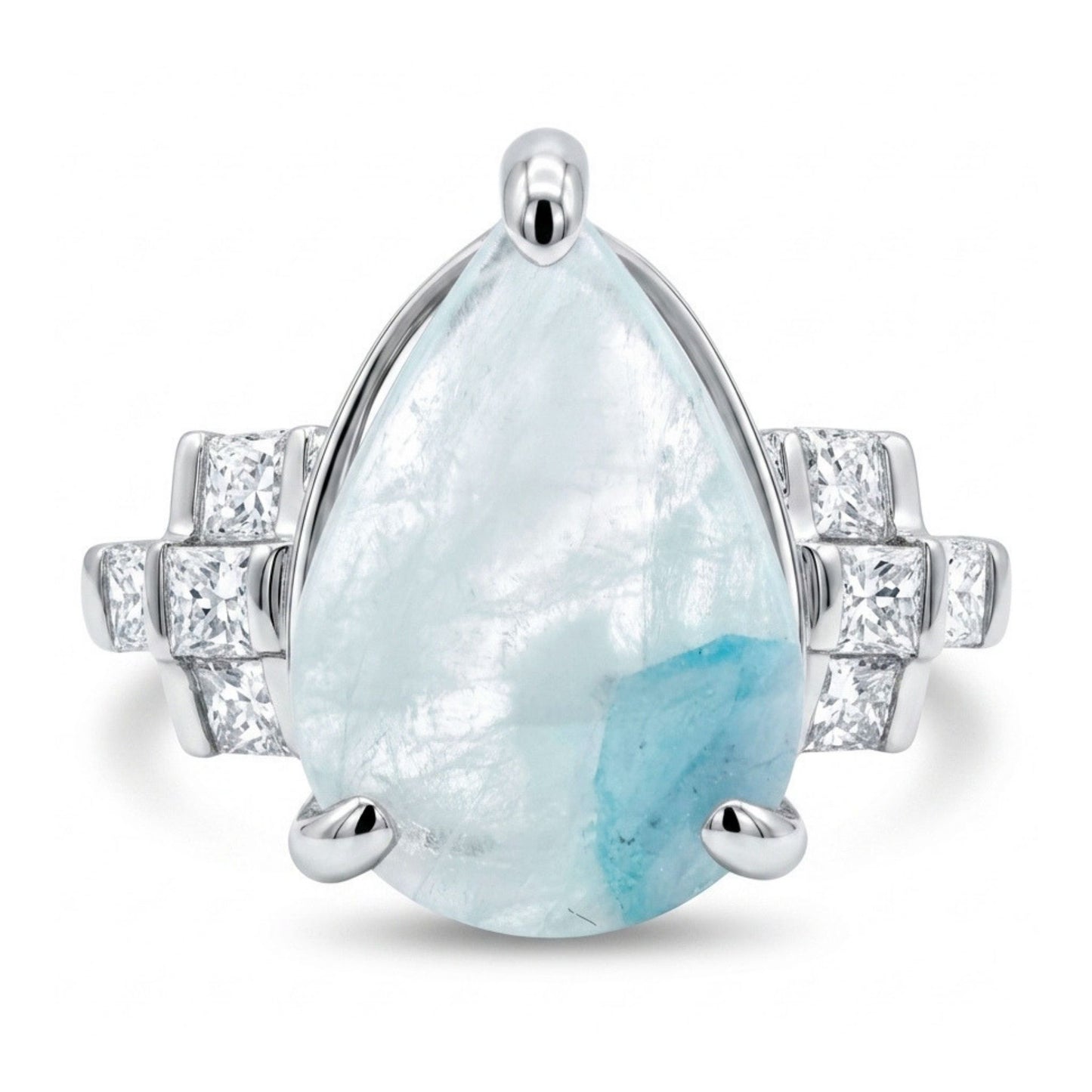 14K 2.65ct Pear Shape Brazilian Paraiba in Quartz 0.37cttw VS White Diamonds Ring