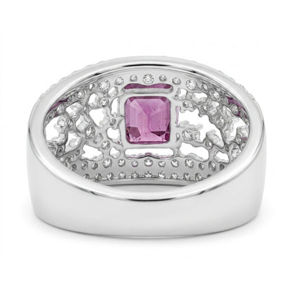 14K 1.82ct Cushion Unheated Purple Sapphire 0.93cttw VS White Diamonds Ring