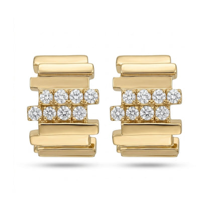14K 0.48cttw Round White Diamond Hoop Earrings