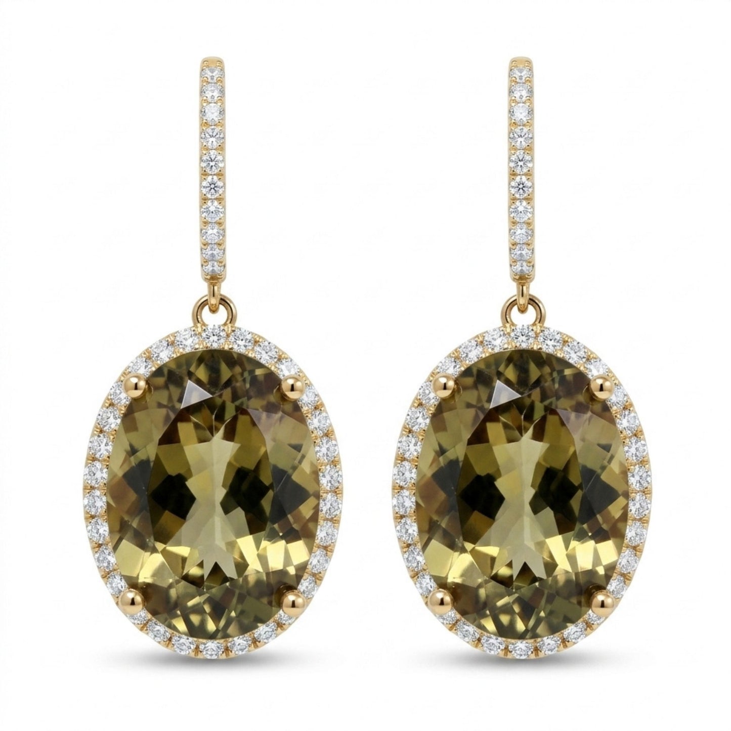 14K 20.71cttw Oval Color Change Diaspore 1.00cttw VS White Diamonds Drop Earrings