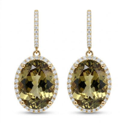 14K 20.71cttw Oval Color Change Diaspore 1.00cttw VS White Diamonds Drop Earrings