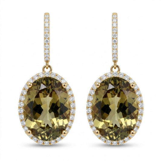 14K 20.71cttw Oval Color Change Diaspore 1.00cttw VS White Diamonds Drop Earrings