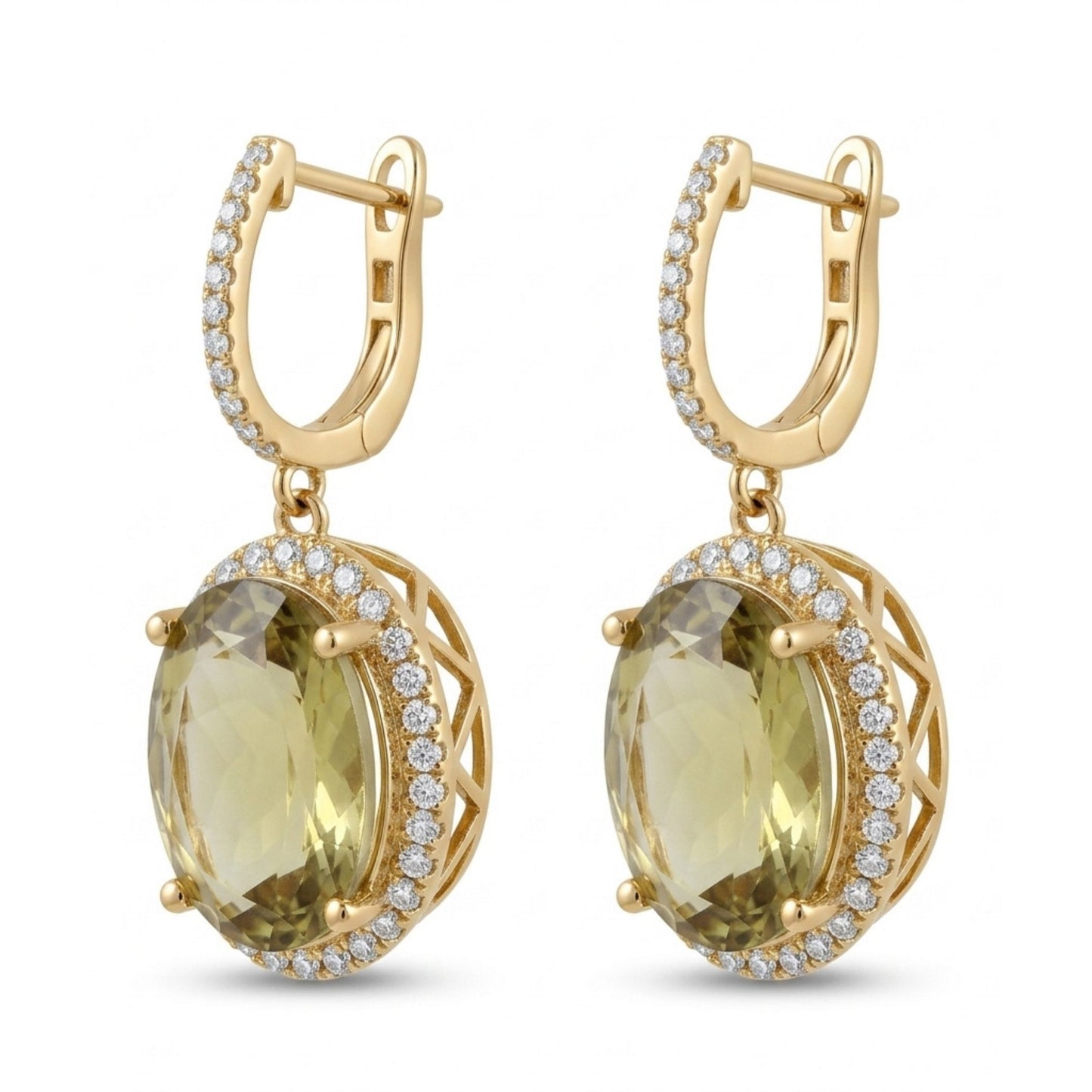 14K 20.71cttw Oval Color Change Diaspore 1.00cttw VS White Diamonds Drop Earrings