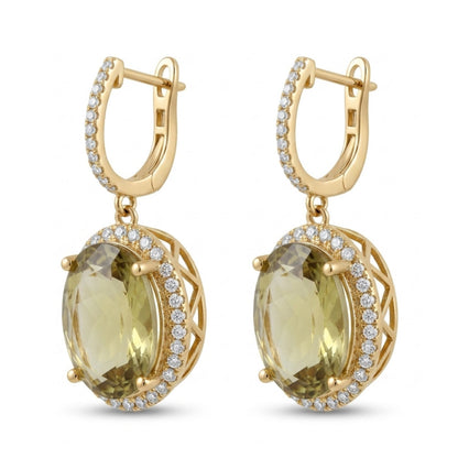 14K 20.71cttw Oval Color Change Diaspore 1.00cttw VS White Diamonds Drop Earrings