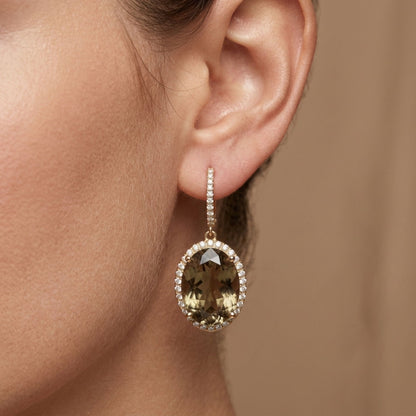 14K 20.71cttw Oval Color Change Diaspore 1.00cttw VS White Diamonds Drop Earrings