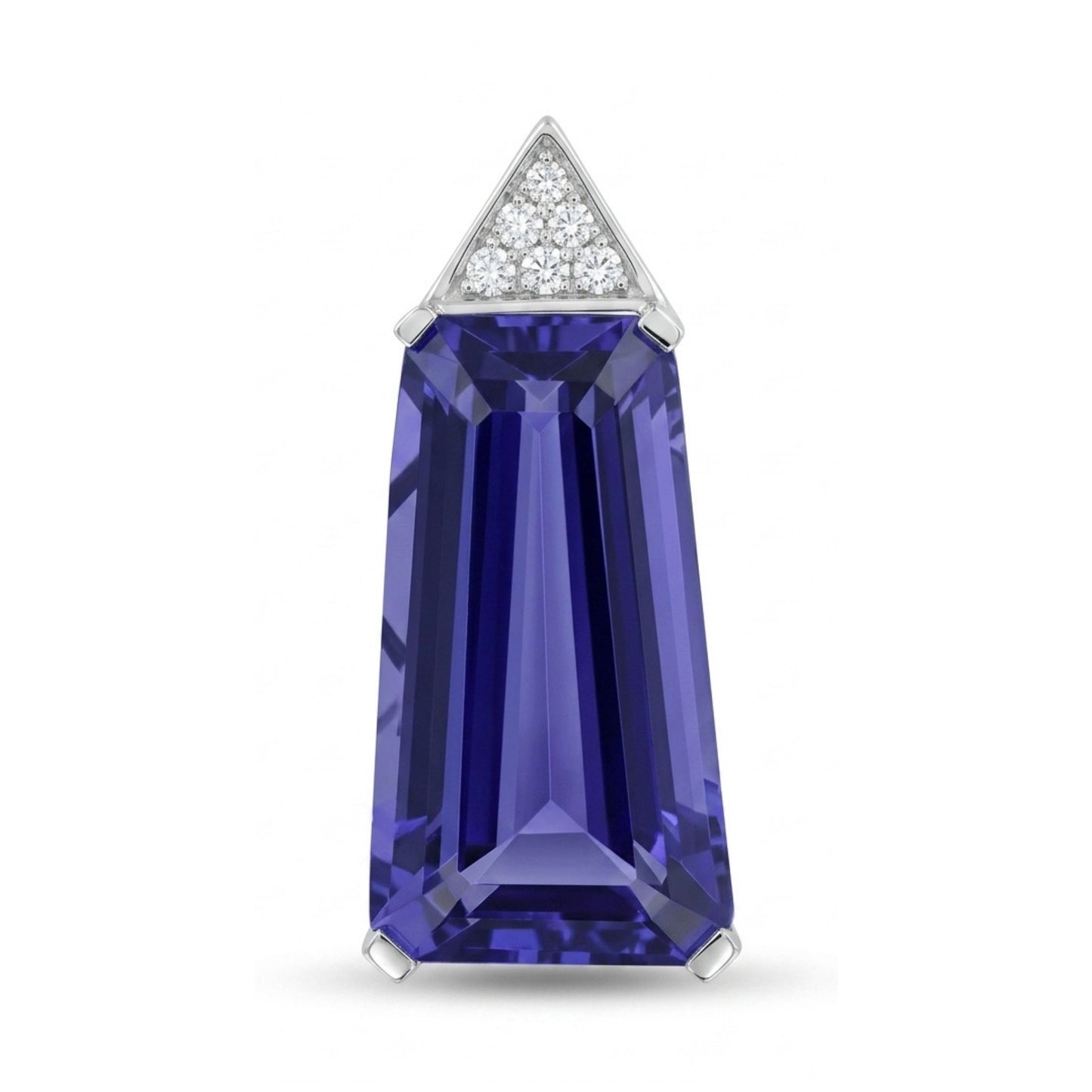 14K 12.52ct Fancy Cut Blue Wing Tanzanite 0.08cttw White Diamonds Pendant