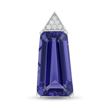 14K 12.52ct Fancy Cut Blue Wing Tanzanite 0.08cttw White Diamonds Pendant