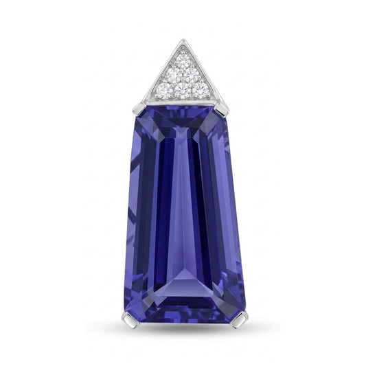 14K 12.52ct Fancy Cut Blue Wing Tanzanite 0.08cttw White Diamonds Pendant