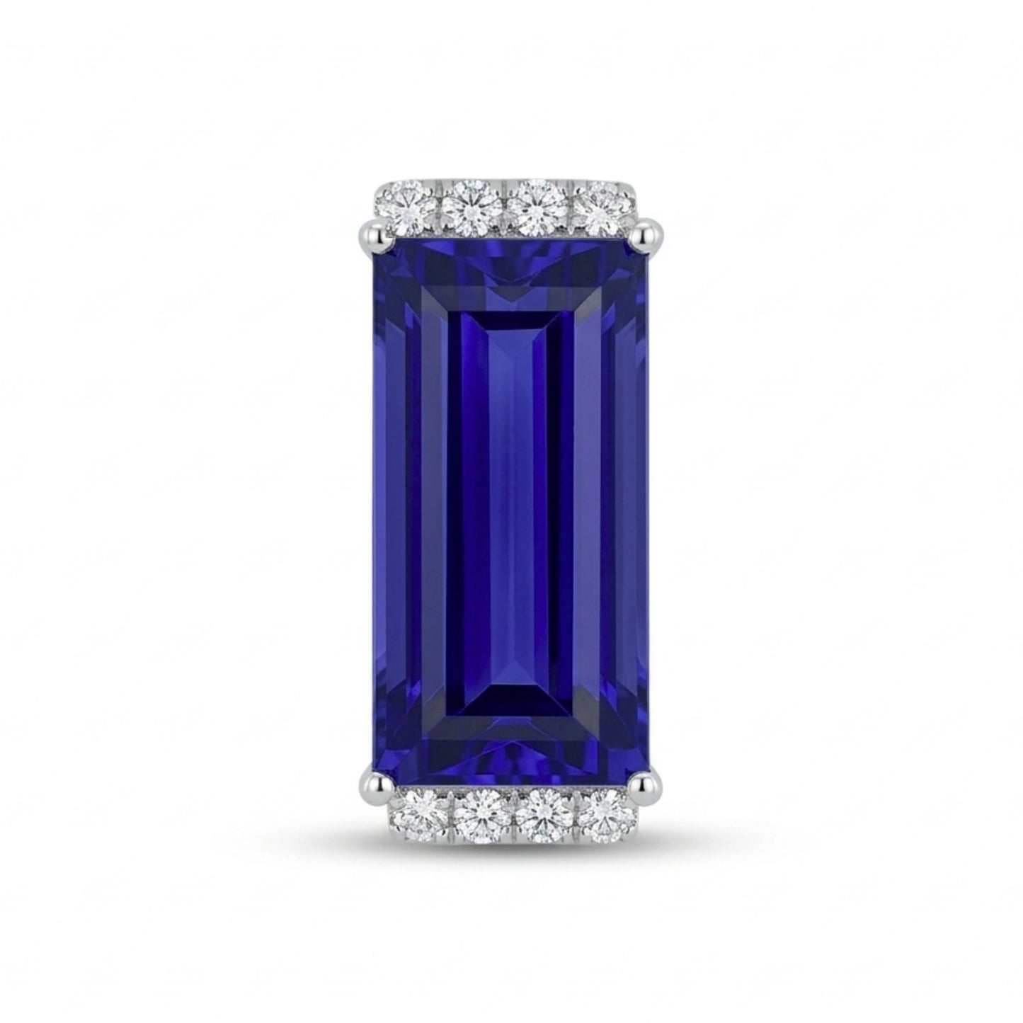 14K 10.39ct Baguette Blue Wing Tanzanite 0.21cttw VS White Diamonds Pendant