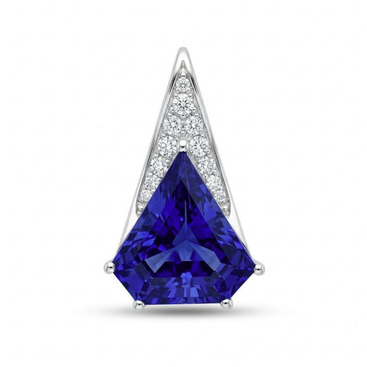 14K 7.81ct Fancy Cut Blue Wing Tanzanite 0.25cttw White Diamonds Pendant