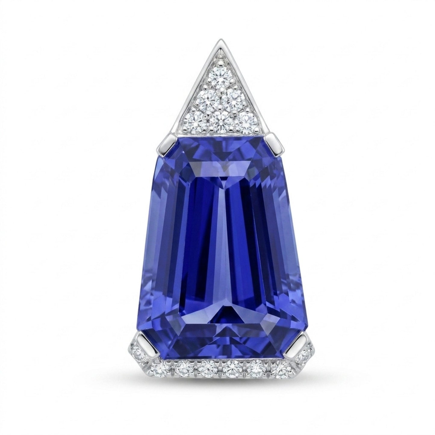 14K 8.30ct Fancy Cut Blue Wing Tanzanite 0.18cttw White Diamonds Pendant