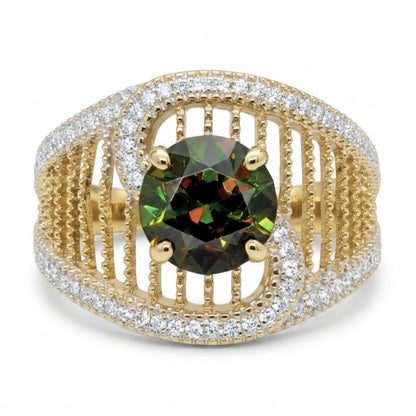 14K 1.84ct Round Color Change Sphene 0.28cttw VS White Diamonds Ring