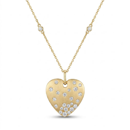 14K 0.80cttw Round White Diamond Heart Necklace