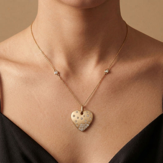14K 0.80cttw Round White Diamond Heart Necklace