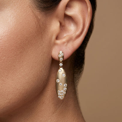 14K 1.02cttw Round White Diamond Drop Earrings