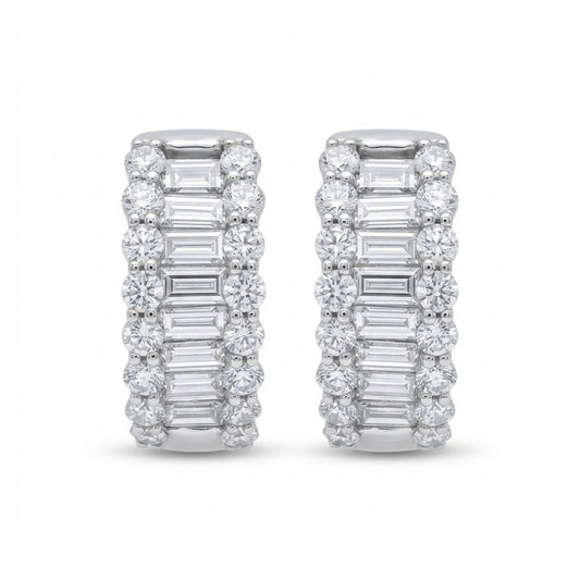14K 0.36cttw Baguette White Diamond 0.37cttw White Diamonds Huggie Earrings