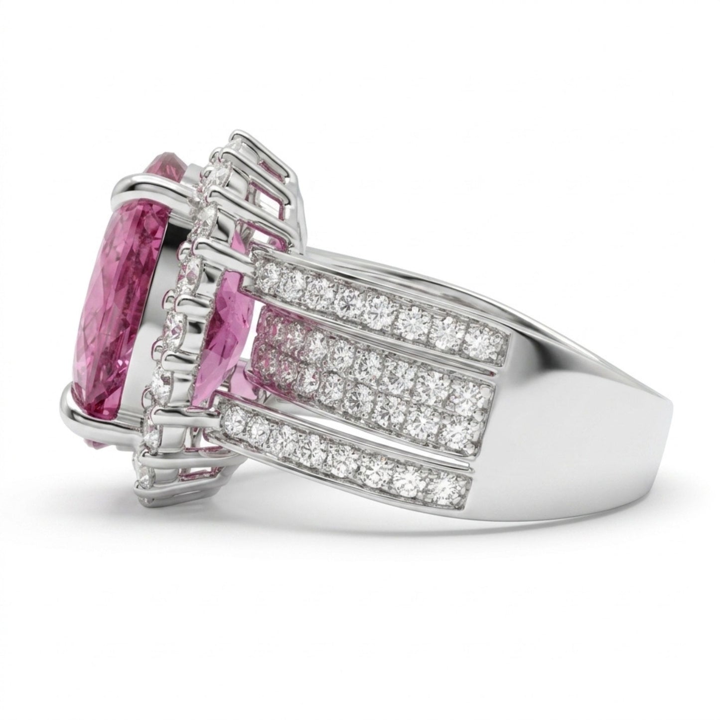 14K 7.10cttw Oval Copper Bearing Tourmaline 1.44cttw White Diamonds Ring
