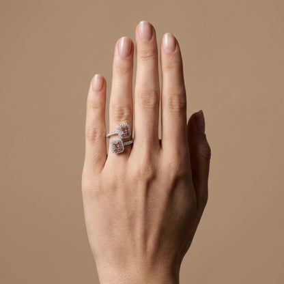 18K 0.49cttw Radiant Cut Pink Diamond 0.76cttw Pink & White Diamonds Ring