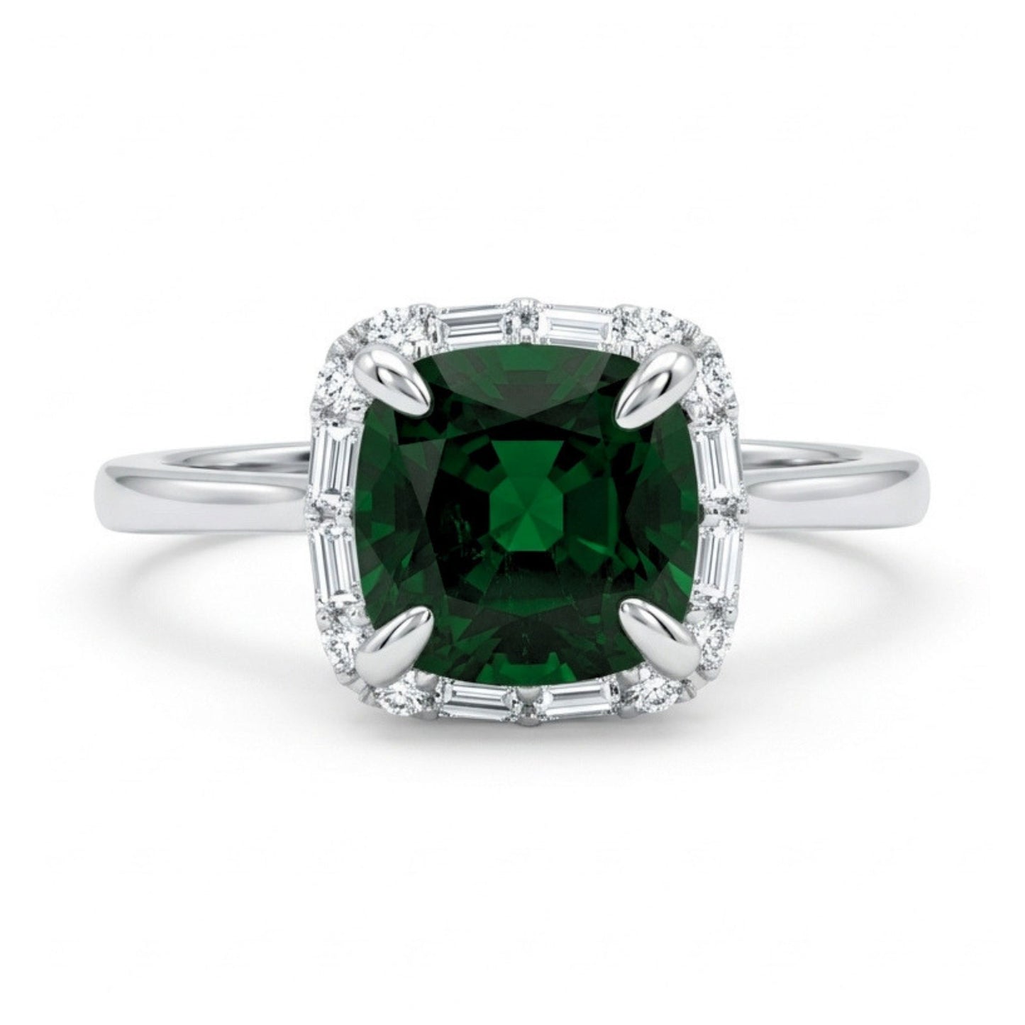18K 1.47ct Cushion Tsavorite 0.18cttw White Diamonds Ring