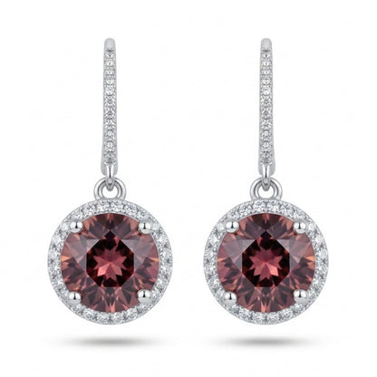 14K 12.52cttw Round Pink Zircon 0.72cttw VS White Diamonds Drop Earrings