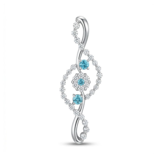 18K 0.22cttw Round Paraiba 0.71cttw White Diamonds Pendant