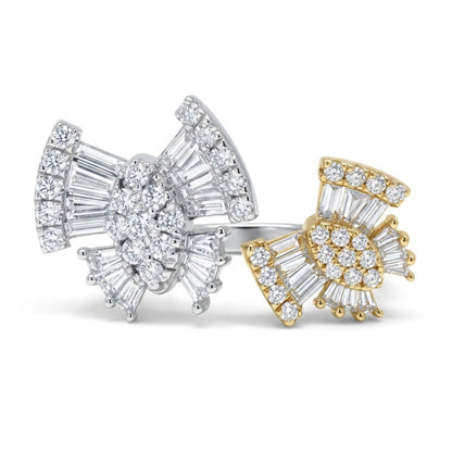 18K 1.43cttw Baguette & Round White Diamonds Ring