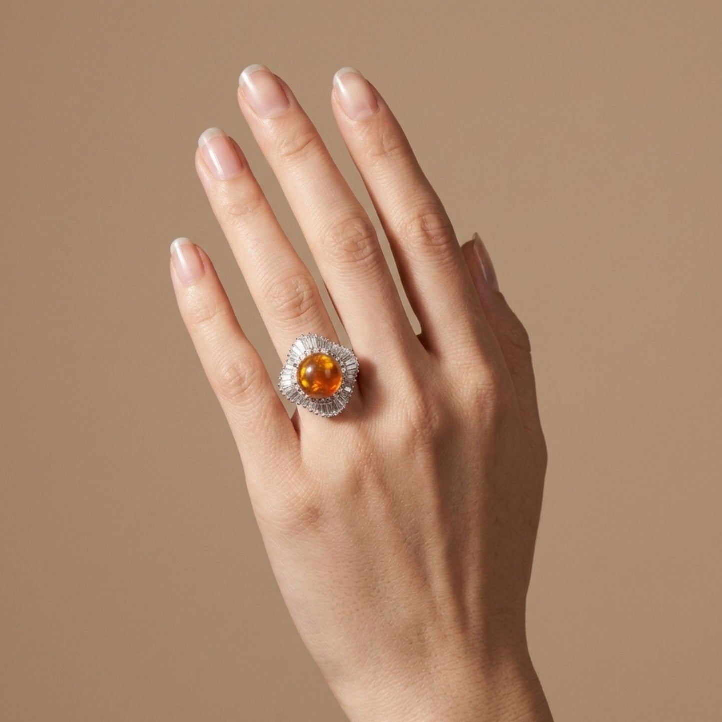 Platinum 4.99ct Round Crystal Opal 1.96cttw White Diamonds Ring