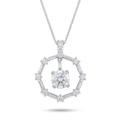 Platinum 0.80ct Round Yellow Diamond 0.40cttw White Diamonds Necklace
