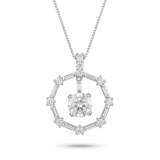 Platinum 0.80ct Round Yellow Diamond 0.40cttw White Diamonds Necklace