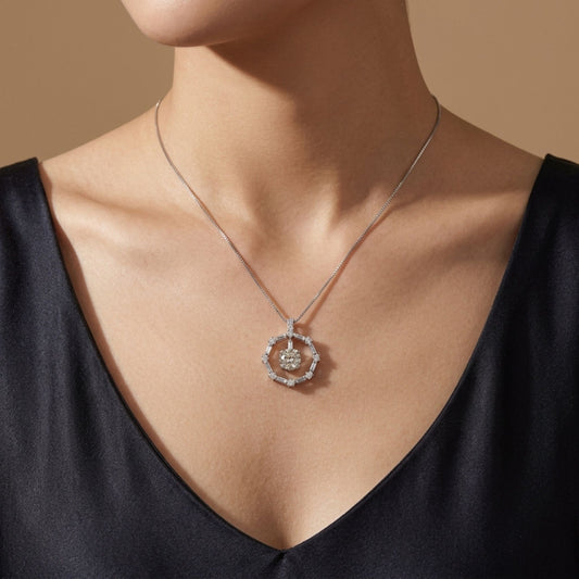 Platinum 0.80ct Round Yellow Diamond 0.40cttw White Diamonds Necklace