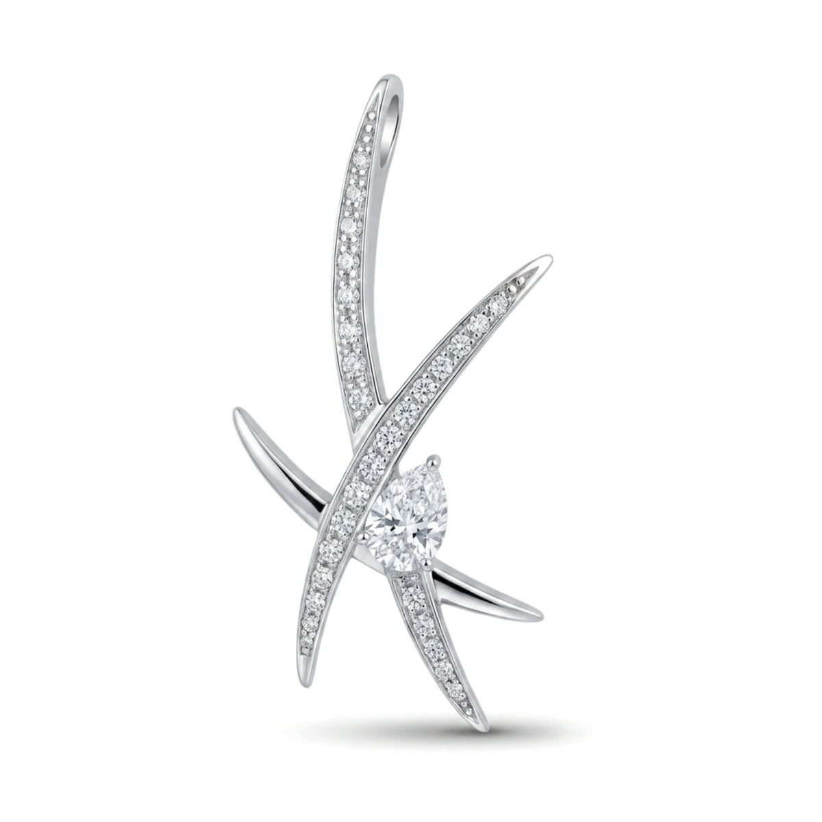 Platinum 0.71ct pear shape white diamond pendant with 0.33cttw white diamonds
