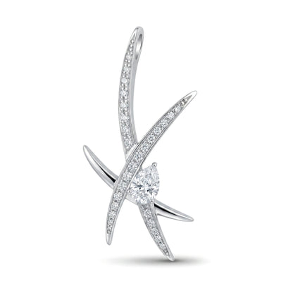Platinum 0.71ct pear shape white diamond pendant with 0.33cttw white diamonds