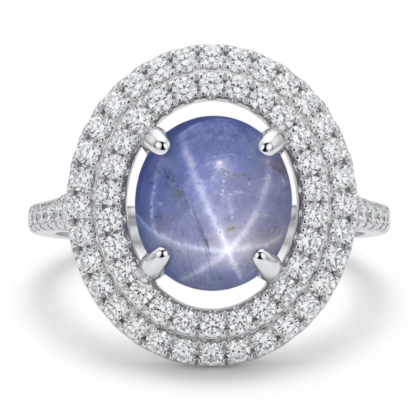 18K 2.16ct Oval Star Sapphire 0.67cttw White Diamonds Ring