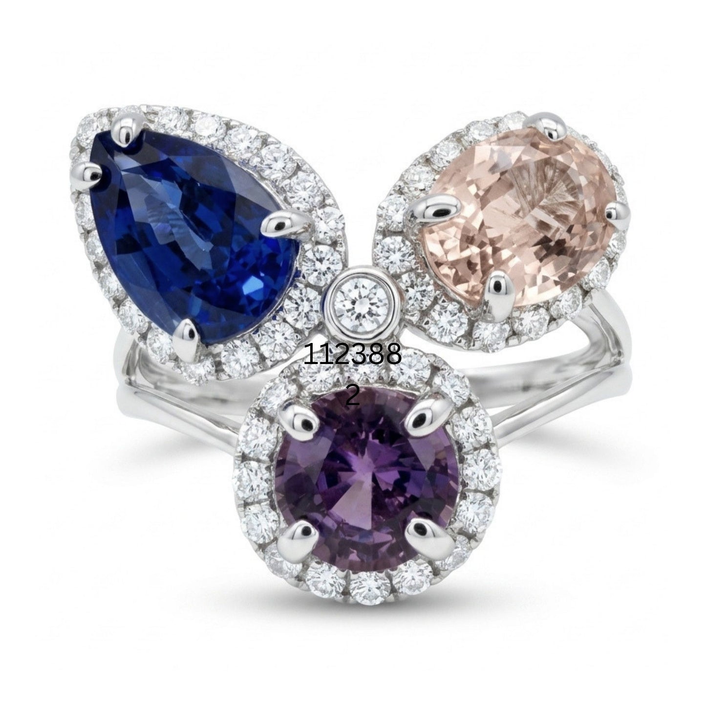 14K 3.66cttw Multi-Color Sapphire 0.60cttw VS White Diamonds Ring