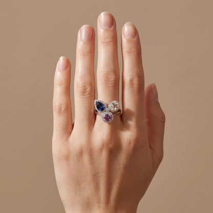 14K 3.66cttw Multi-Color Sapphire 0.60cttw VS White Diamonds Ring