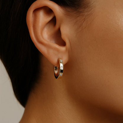 14K 0.37cttw Round VS White Diamond Hoop Earrings