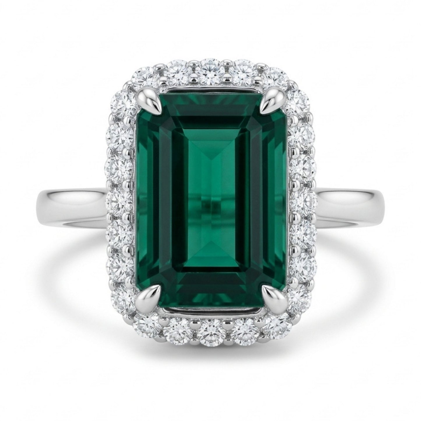 14K 5.45ct Emerald Cut Indicolite 0.5cttw White Diamonds Ring