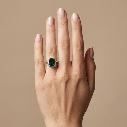 14K 5.45ct Emerald Cut Indicolite 0.5cttw White Diamonds Ring