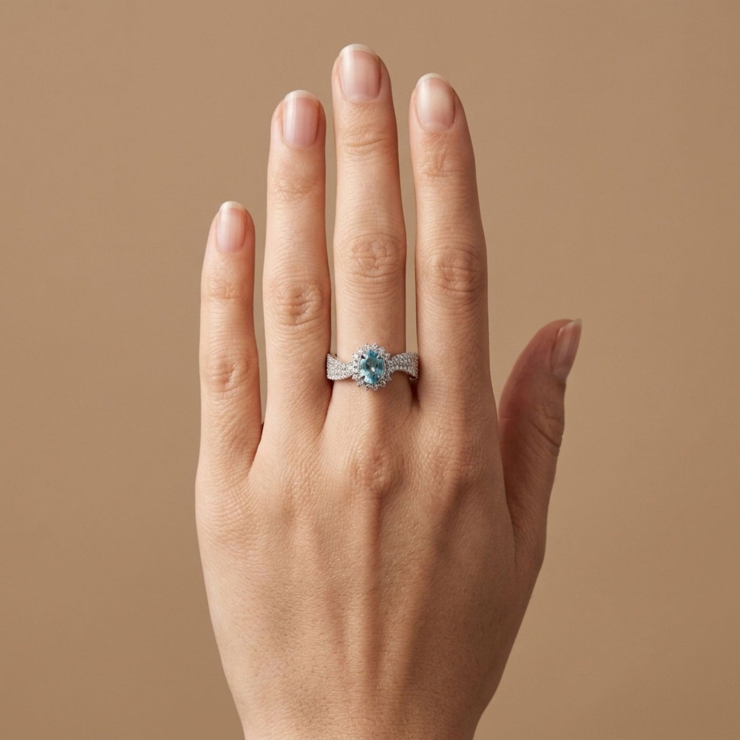 14K 0.62ct Oval Paraiba 0.74cttw White Diamonds Ring