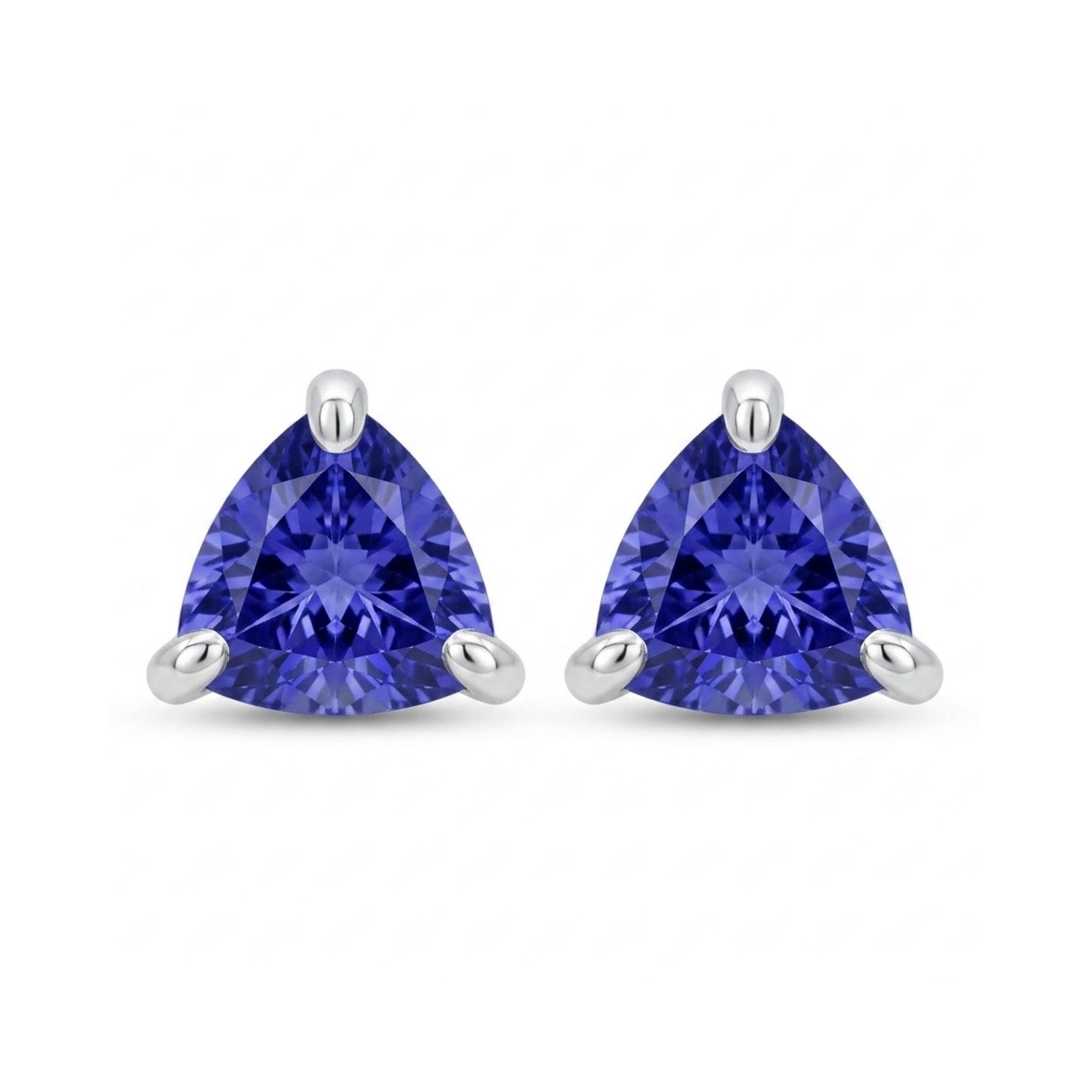 14K 0.75cttw Trilliant Blue Wing Tanzanite Stud Earrings