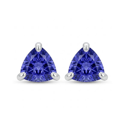14K 0.75cttw Trilliant Blue Wing Tanzanite Stud Earrings