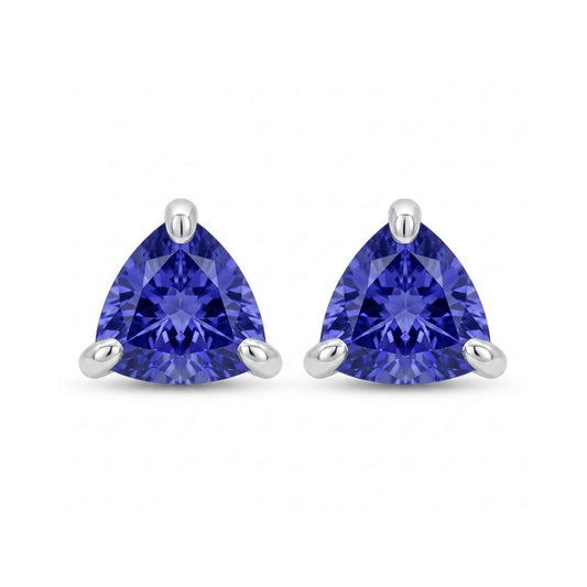 14K 0.75cttw Trilliant Blue Wing Tanzanite Stud Earrings