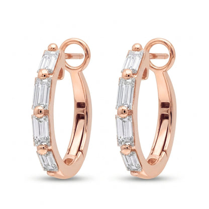 14K 0.52cttw Baguette VS White Diamond Hoop Earrings